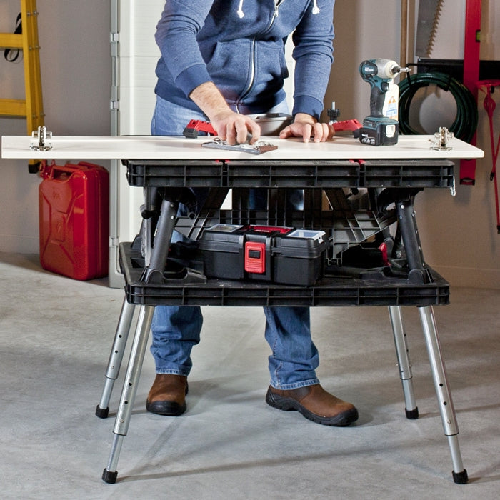 Heavy Duty Folding Workbench Table – Portable DIY Workstation with Adjustable Clamps