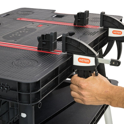 Heavy Duty Folding Workbench Table – Portable DIY Workstation with Adjustable Clamps